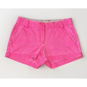J. Crew “Broken In” Chino Flat Front Mid Rise Cotton Shorts Neon Pink Women's 00